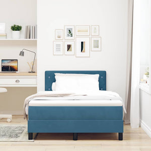 vidaXL Box Spring Bed with Mattress Dark Blue 120 x 190 cm Velvet