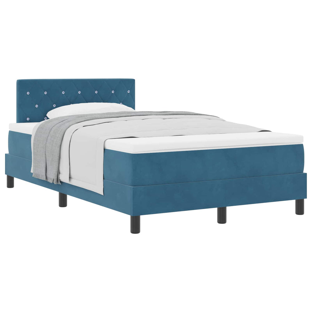vidaXL Box Spring Bed with Mattress Dark Blue 120 x 190 cm Velvet