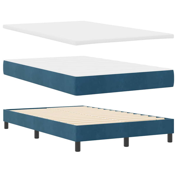 vidaXL Box Spring Bed with Mattress Dark Blue 120 x 190 cm Velvet