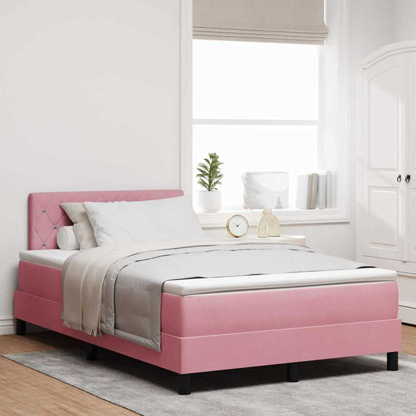 vidaXL Box Spring Bed with Mattress and Headboard Pink 120 x 190 cm Velvet