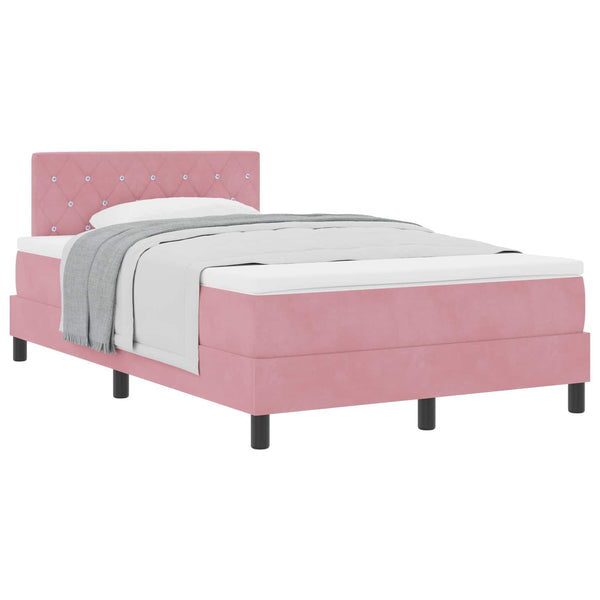 vidaXL Box Spring Bed with Mattress and Headboard Pink 120 x 190 cm Velvet