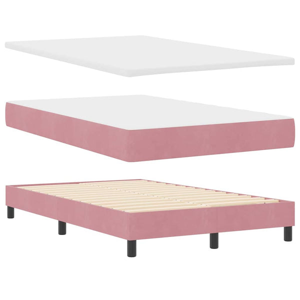 vidaXL Box Spring Bed with Mattress and Headboard Pink 120 x 190 cm Velvet