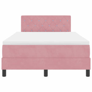 vidaXL Box Spring Bed with Mattress and Headboard Pink 120 x 190 cm Velvet