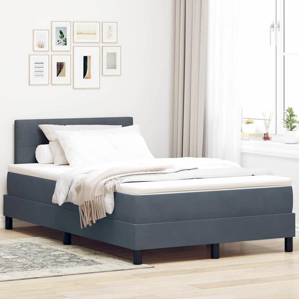 vidaXL Box Spring Bed with Mattress Dark Grey 120 x 200 cm Velvet