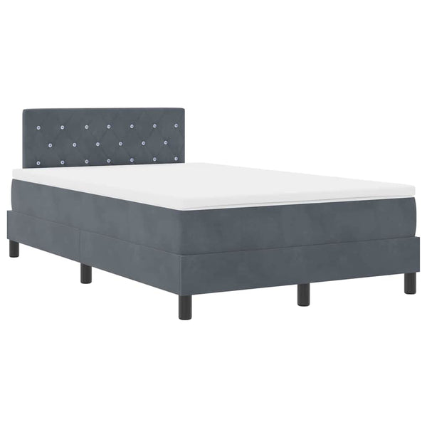 vidaXL Box Spring Bed with Mattress Dark Grey 120 x 200 cm Velvet
