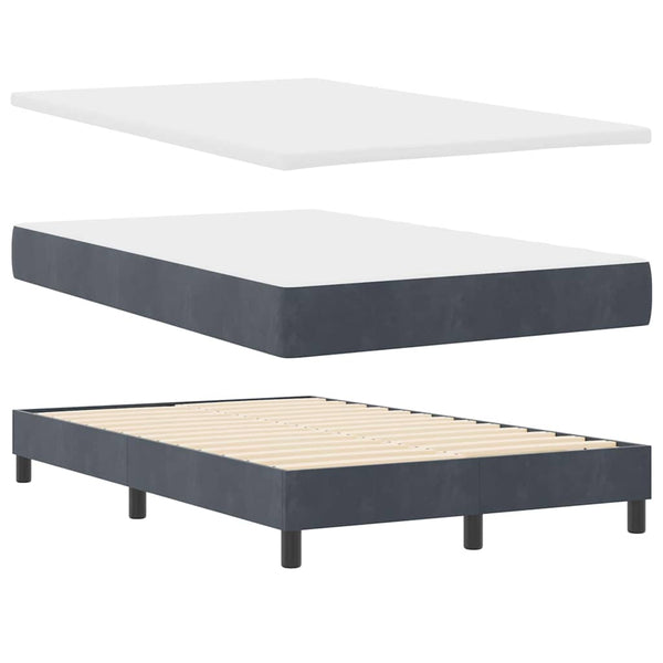 vidaXL Box Spring Bed with Mattress Dark Grey 120 x 200 cm Velvet