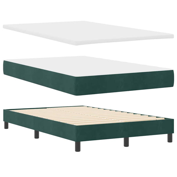 vidaXL Box Spring Bed with Mattress Dark Green 120 x 200 cm Velvet