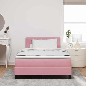 vidaXL Box Spring Bed with Mattress and Headboard Pink 120 x 200 cm Velvet
