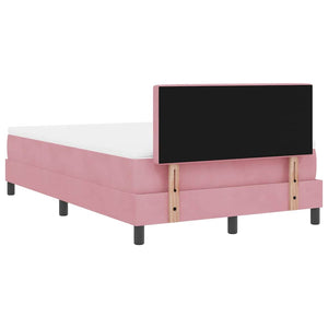 vidaXL Box Spring Bed with Mattress and Headboard Pink 120 x 200 cm Velvet