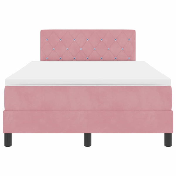 vidaXL Box Spring Bed with Mattress and Headboard Pink 120 x 200 cm Velvet