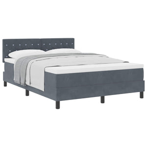 vidaXL Box Spring Bed with Mattress Dark Grey 140 x 190 cm Velvet