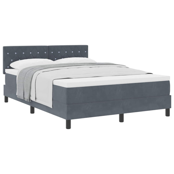 vidaXL Box Spring Bed with Mattress Dark Grey 140 x 190 cm Velvet