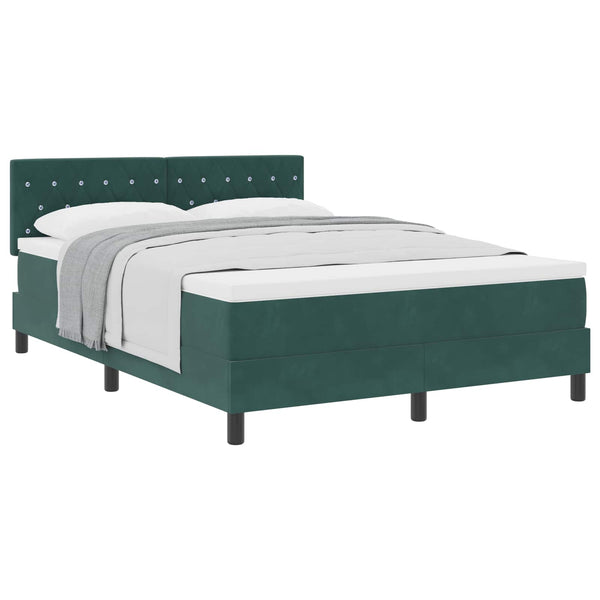 vidaXL Box Spring Bed with Mattress Dark Green 140 x 190 cm Velvet