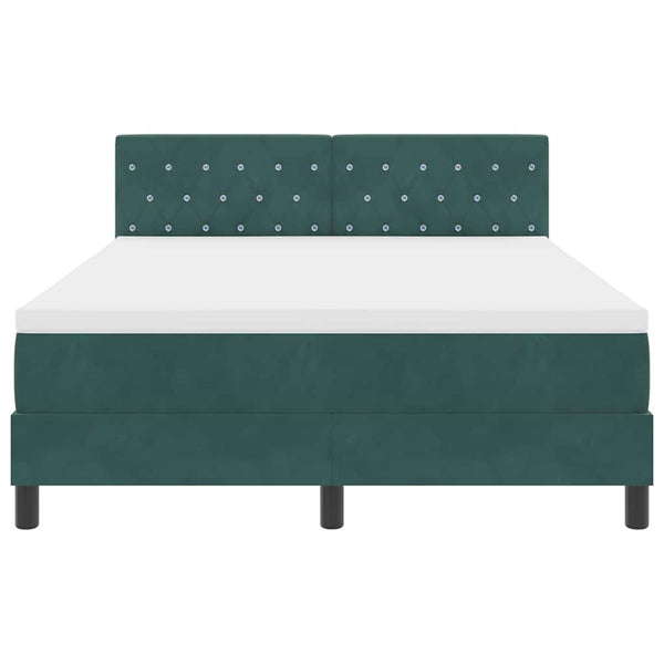 vidaXL Box Spring Bed with Mattress Dark Green 140 x 190 cm Velvet