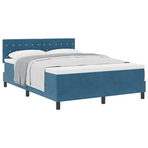 vidaXL Box Spring Bed with Mattress Dark Blue 140 x 190 cm Velvet