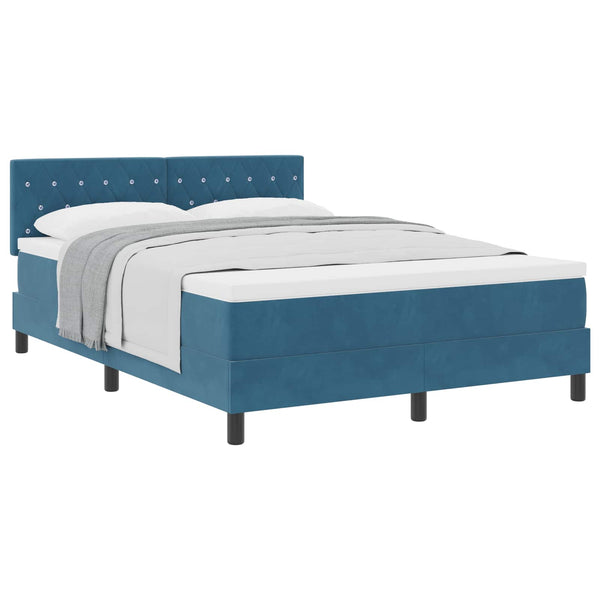 vidaXL Box Spring Bed with Mattress Dark Blue 140 x 190 cm Velvet
