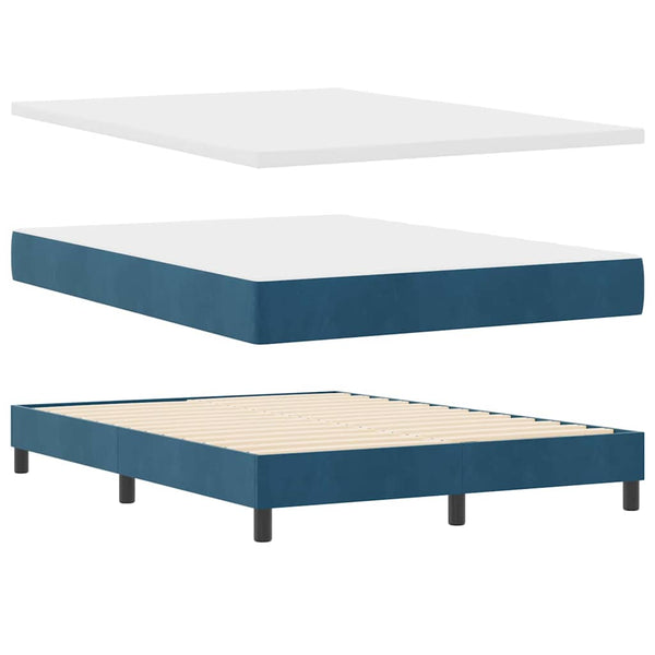 vidaXL Box Spring Bed with Mattress Dark Blue 140 x 190 cm Velvet