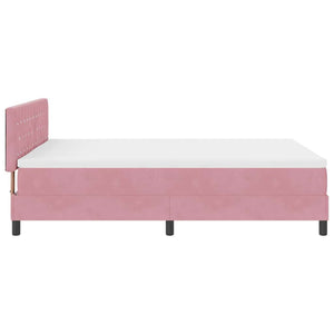 vidaXL Box Spring Bed with Mattress and Headboard Pink 140 x 190 cm Velvet