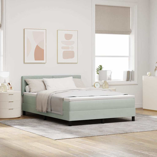 vidaXL Box Spring Bed with Mattress Light Grey 140 x 200 cm Velvet