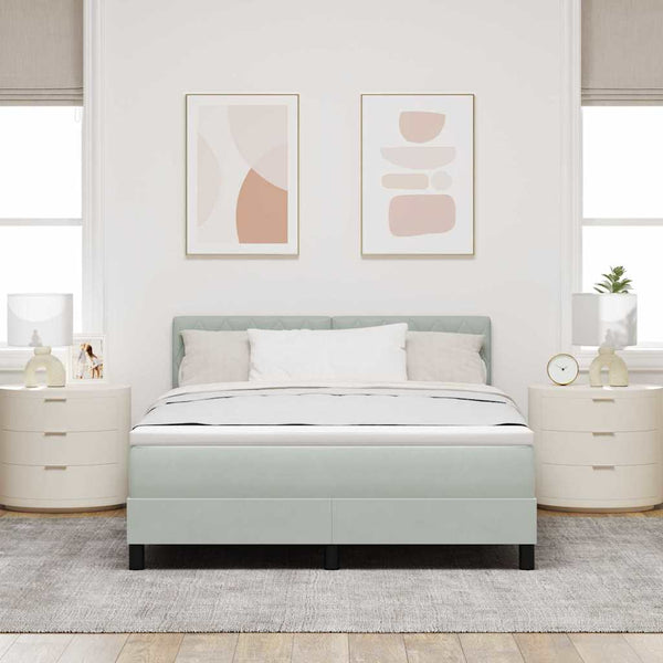 vidaXL Box Spring Bed with Mattress Light Grey 140 x 200 cm Velvet