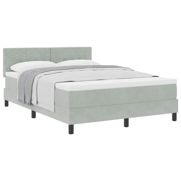 vidaXL Box Spring Bed with Mattress Light Grey 140 x 200 cm Velvet