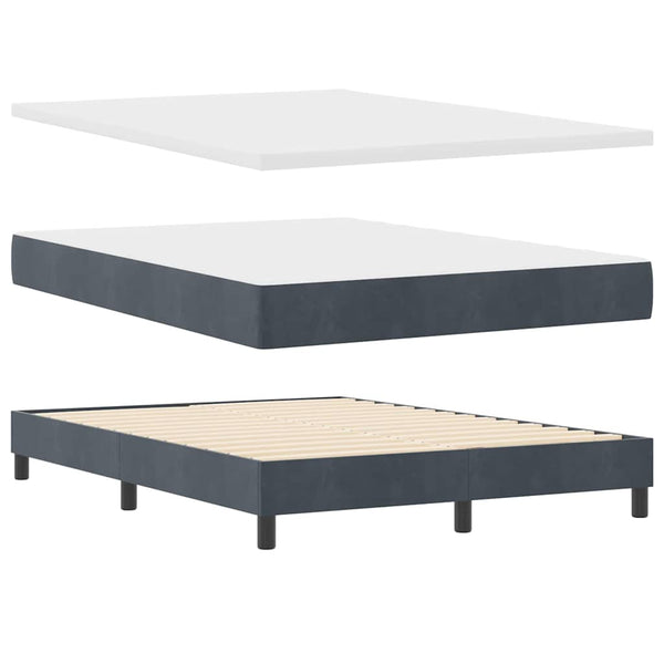 vidaXL Box Spring Bed with Mattress Dark Grey 140 x 200 cm Velvet