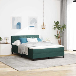 vidaXL Box Spring Bed with Mattress Dark Green 140 x 200 cm Velvet