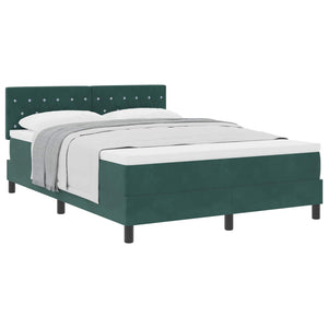 vidaXL Box Spring Bed with Mattress Dark Green 140 x 200 cm Velvet