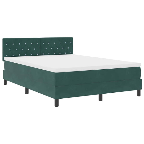 vidaXL Box Spring Bed with Mattress Dark Green 140 x 200 cm Velvet