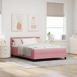 vidaXL Box Spring Bed with Mattress and Headboard Pink 140 x 200 cm Velvet