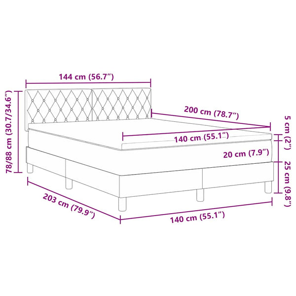vidaXL Box Spring Bed with Mattress and Headboard Pink 140 x 200 cm Velvet