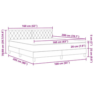vidaXL Box Spring Bed with Mattress Light Gray 160 x 200 cm Velvet