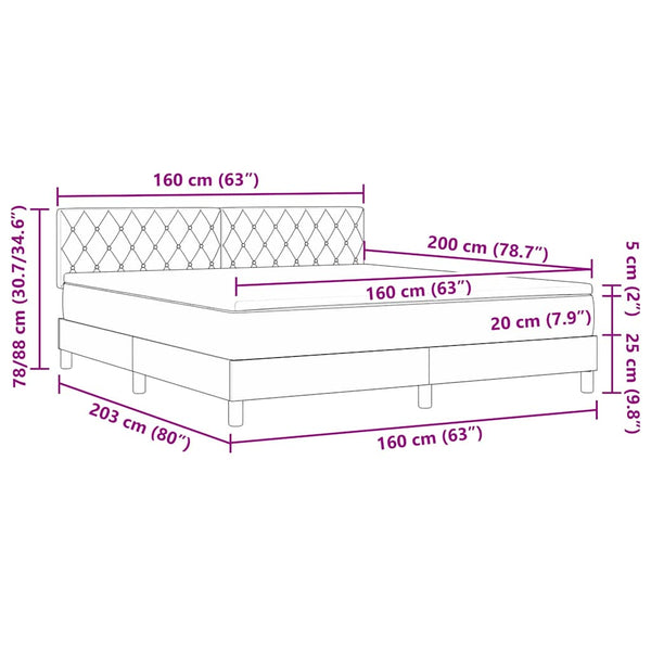 vidaXL Box Spring Bed with Mattress Light Gray 160 x 200 cm Velvet