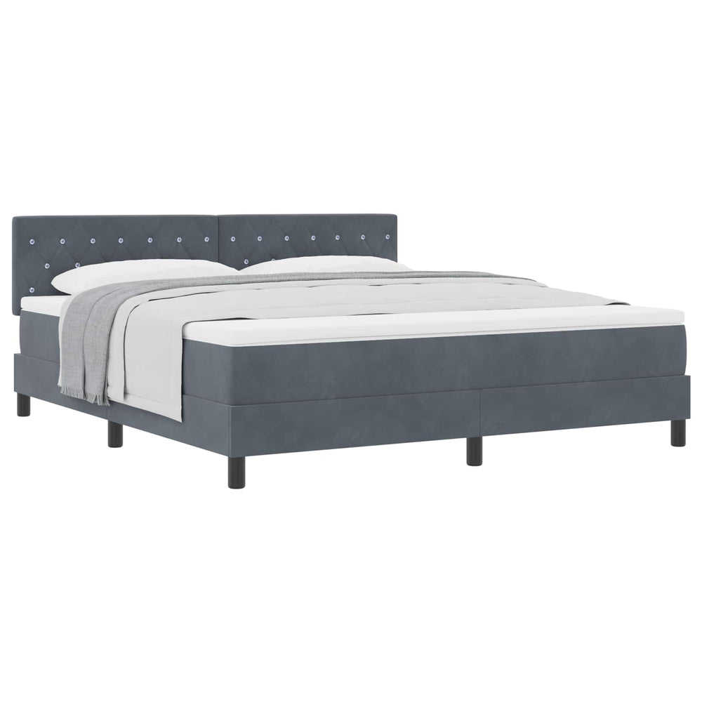 vidaXL Box Spring Bed with Mattress Dark Grey 180 x 200 cm Velvet