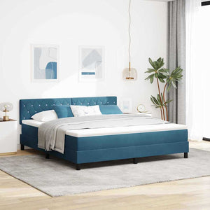 vidaXL Box Spring Bed with Mattress Dark Blue 180 x 200 cm Velvet