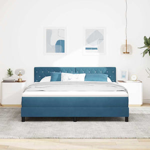 vidaXL Box Spring Bed with Mattress Dark Blue 180 x 200 cm Velvet
