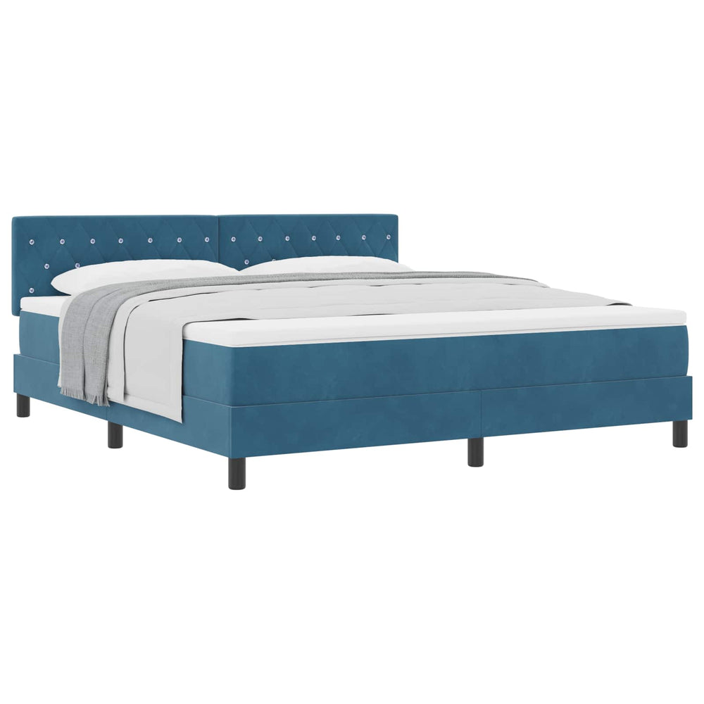 vidaXL Box Spring Bed with Mattress Dark Blue 180 x 200 cm Velvet