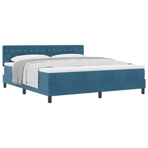 vidaXL Box Spring Bed with Mattress Dark Blue 180 x 200 cm Velvet