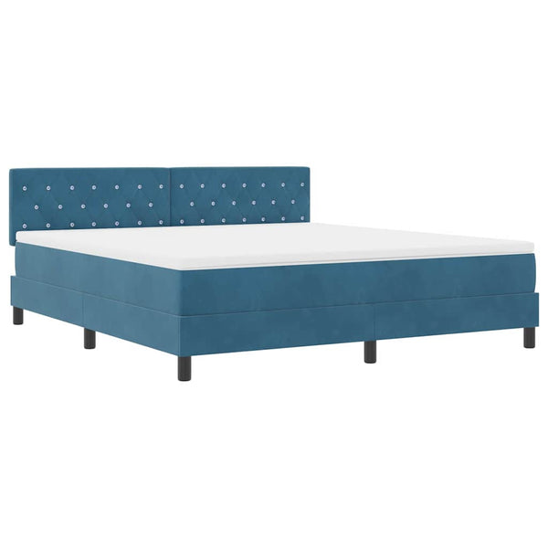 vidaXL Box Spring Bed with Mattress Dark Blue 180 x 200 cm Velvet