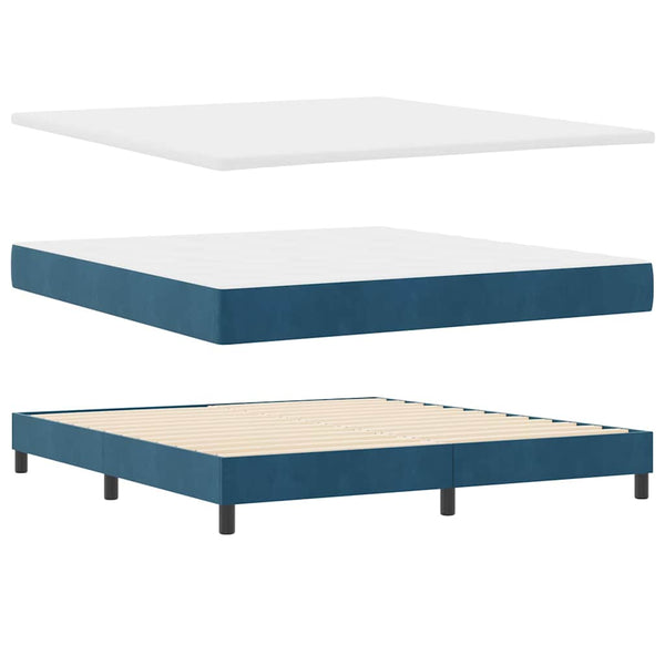 vidaXL Box Spring Bed with Mattress Dark Blue 180 x 200 cm Velvet