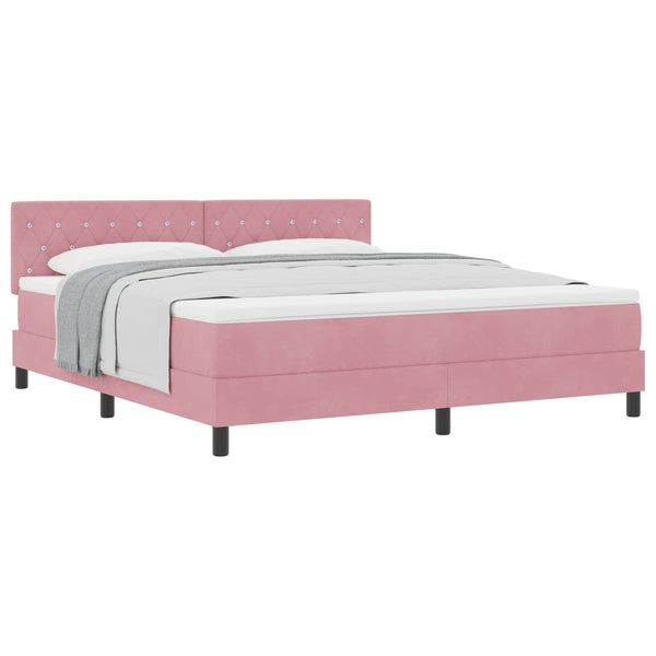 vidaXL Divan Bed with Mattress and Headboard Pink 180 x 200 cm Velvet
