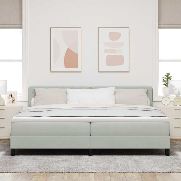 vidaXL Box Spring Bed with Mattress Light Gray 200 x 200 cm Velvet