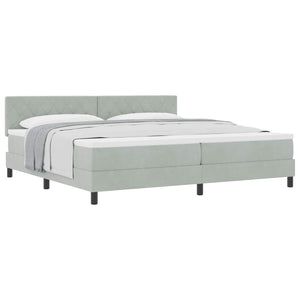 vidaXL Box Spring Bed with Mattress Light Gray 200 x 200 cm Velvet