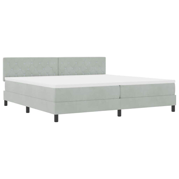 vidaXL Box Spring Bed with Mattress Light Gray 200 x 200 cm Velvet