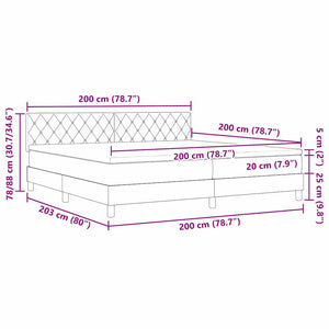 vidaXL Box Spring Bed with Mattress Light Gray 200 x 200 cm Velvet
