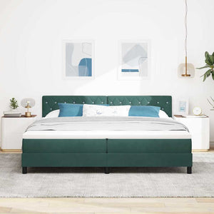 vidaXL Box Spring Bed with Mattress Dark Green 200 x 200 cm Velvet