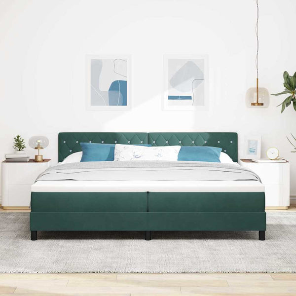 vidaXL Box Spring Bed with Mattress Dark Green 200 x 200 cm Velvet