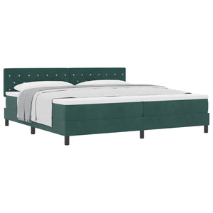 vidaXL Box Spring Bed with Mattress Dark Green 200 x 200 cm Velvet