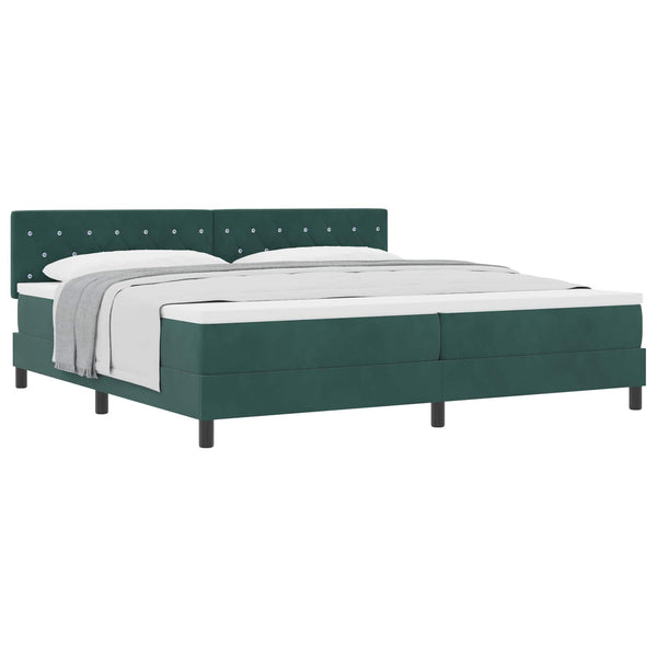vidaXL Box Spring Bed with Mattress Dark Green 200 x 200 cm Velvet