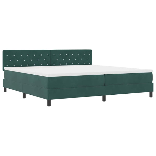 vidaXL Box Spring Bed with Mattress Dark Green 200 x 200 cm Velvet